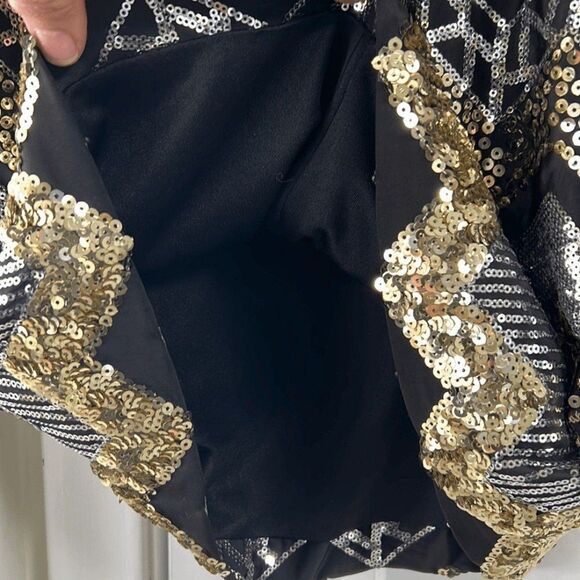 AS U Wish S Black & Gold Cocktail / Event Dress Wedding Evening Party - Picture 6 of 7